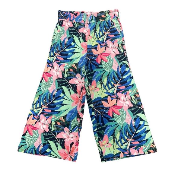 NWT LOFT Floral Print Linen Blend Elastic Waist Wide Leg Pant Size L - Picture 1 of 9